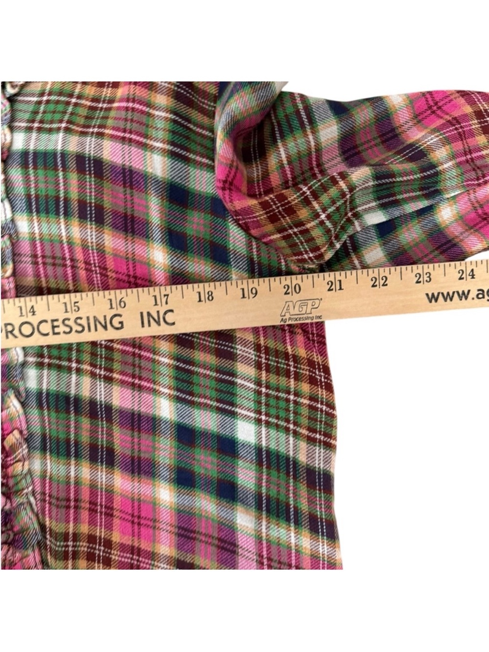 Pilcro Pink Plaid Ruffle-Front Button-Down Shirt - Picture 5 of 8